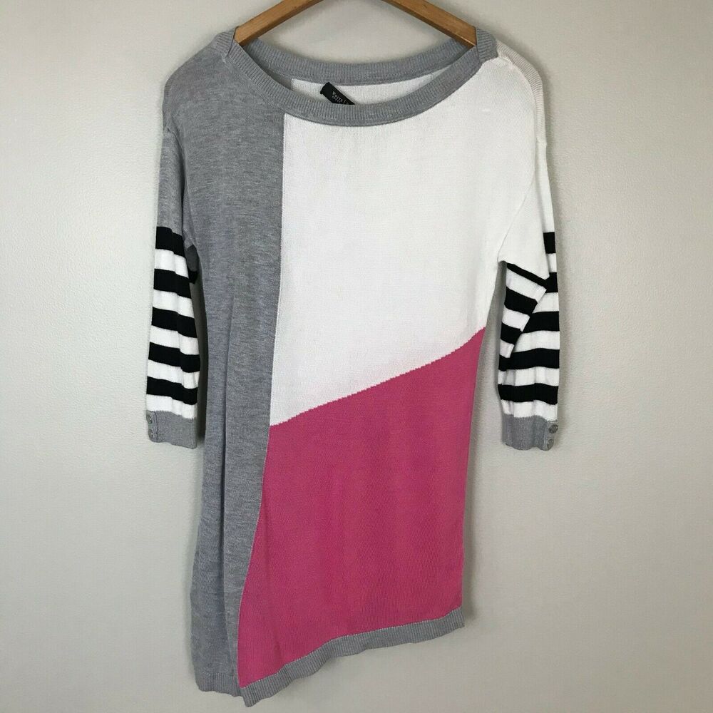 Whbm Color Block Striped Asymmetrical Sweater - image 1